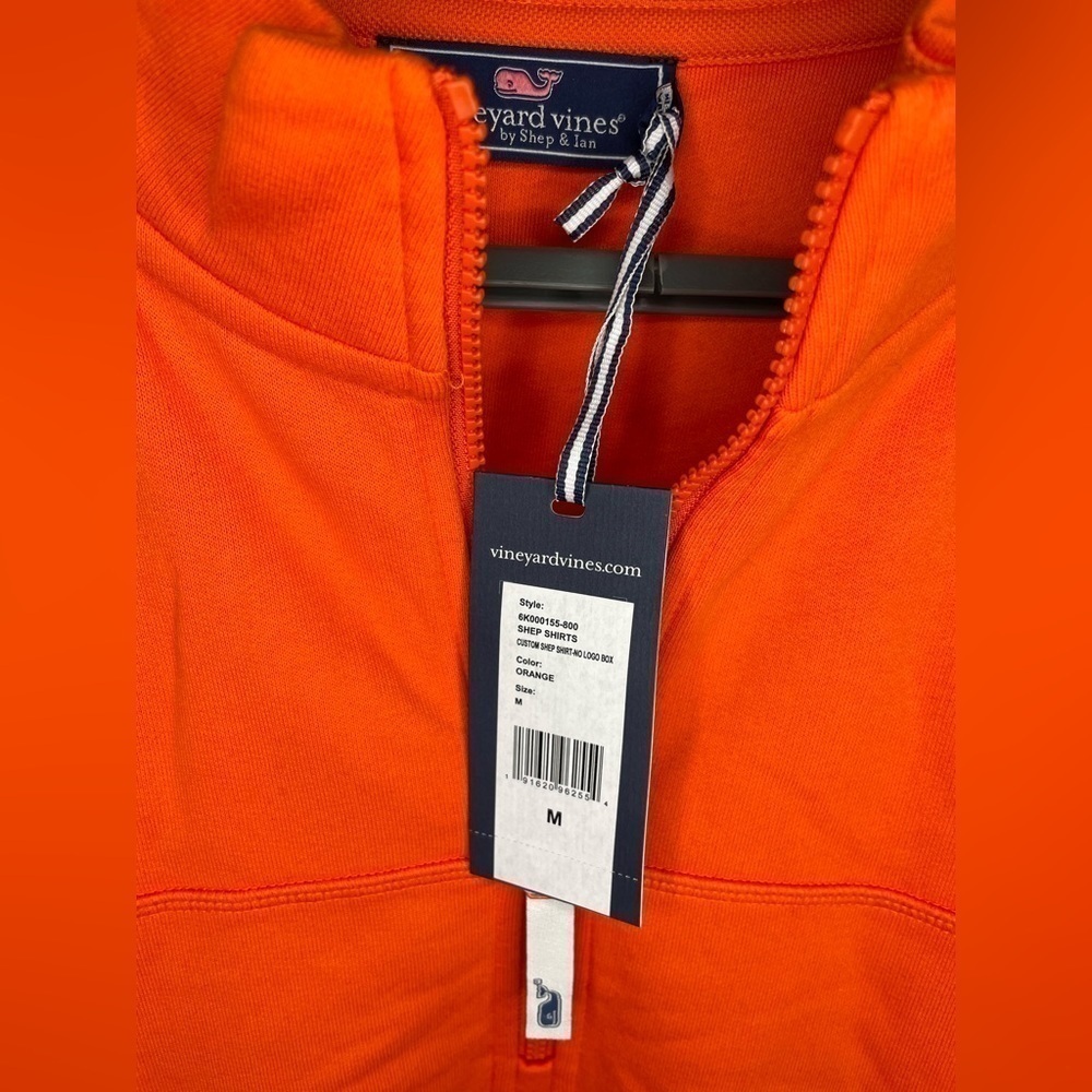 NWT Vineyard Vines Shep Shirt Men's Medium 1/4 Zip Pullover Sweatshirt Orange   - Picture 9 of 11